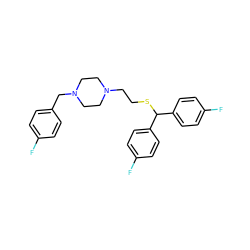 Fc1ccc(CN2CCN(CCSC(c3ccc(F)cc3)c3ccc(F)cc3)CC2)cc1 ZINC001772570202