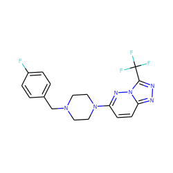 Fc1ccc(CN2CCN(c3ccc4nnc(C(F)(F)F)n4n3)CC2)cc1 ZINC000095603811