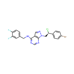 Fc1ccc(CNc2ncnc3c2cnn3C[C@@H](Cl)c2ccc(Br)cc2)cc1F ZINC000096907504