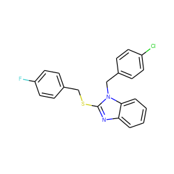 Fc1ccc(CSc2nc3ccccc3n2Cc2ccc(Cl)cc2)cc1 ZINC000026937212