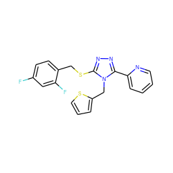 Fc1ccc(CSc2nnc(-c3ccccn3)n2Cc2cccs2)c(F)c1 ZINC000066129270