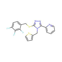 Fc1ccc(CSc2nnc(-c3ccccn3)n2Cc2cccs2)c(F)c1F ZINC000066139519