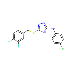 Fc1ccc(CSc2nnc(Nc3ccc(Cl)cc3)[nH]2)cc1F ZINC000014964160