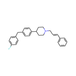 Fc1ccc(Cc2ccc(C3CCN(C/C=C/c4ccccc4)CC3)cc2)cc1 ZINC000013836156