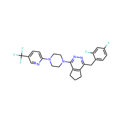 Fc1ccc(Cc2nnc(N3CCN(c4ccc(C(F)(F)F)cn4)CC3)c3c2CCC3)c(F)c1 ZINC000201147308