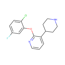 Fc1ccc(Cl)c(Oc2ncccc2C2CCNCC2)c1 ZINC000045355446