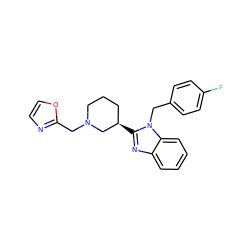 Fc1ccc(Cn2c([C@@H]3CCCN(Cc4ncco4)C3)nc3ccccc32)cc1 ZINC000073222883