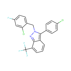 Fc1ccc(Cn2nc3c(C(F)(F)F)cccc3c2-c2ccc(Cl)cc2)c(Cl)c1 ZINC000042888320