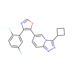 Fc1ccc(F)c(-c2ncoc2-c2ccc3nnc(C4CCC4)n3c2)c1 ZINC000014961339