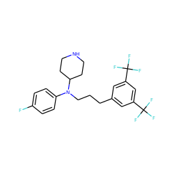 Fc1ccc(N(CCCc2cc(C(F)(F)F)cc(C(F)(F)F)c2)C2CCNCC2)cc1 ZINC000013437284