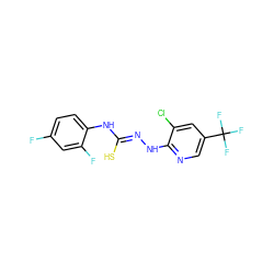 Fc1ccc(N/C(S)=N/Nc2ncc(C(F)(F)F)cc2Cl)c(F)c1 ZINC000013686042