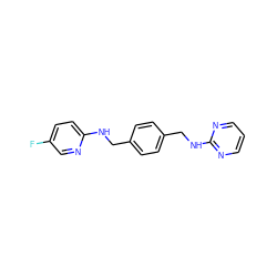 Fc1ccc(NCc2ccc(CNc3ncccn3)cc2)nc1 ZINC000072110004