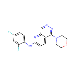 Fc1ccc(Nc2ccc3c(N4CCOCC4)nncc3n2)c(F)c1 ZINC000138228652