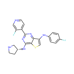 Fc1ccc(Nc2csc3c(N[C@@H]4CCNC4)nc(-c4ccncc4F)nc23)cc1 ZINC000223663059