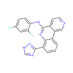 Fc1ccc(Nc2nc3c(-c4nc[nH]n4)cccc3c3cnccc23)c(F)c1 ZINC000073157218