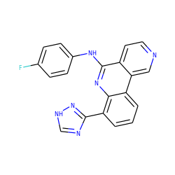 Fc1ccc(Nc2nc3c(-c4nc[nH]n4)cccc3c3cnccc23)cc1 ZINC000073159955