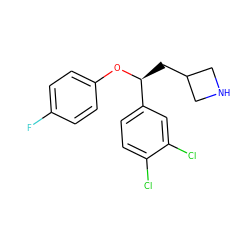 Fc1ccc(O[C@@H](CC2CNC2)c2ccc(Cl)c(Cl)c2)cc1 ZINC000299838168