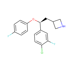 Fc1ccc(O[C@@H](CC2CNC2)c2ccc(Cl)c(F)c2)cc1 ZINC000299836459