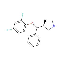 Fc1ccc(O[C@@H](c2ccccc2)[C@H]2CCNC2)c(F)c1 ZINC000095588585