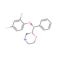 Fc1ccc(O[C@H](c2ccccc2)[C@H]2CNCCO2)c(Cl)c1 ZINC000029050631