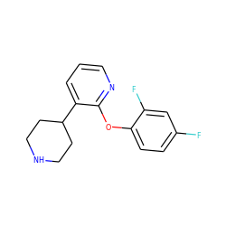 Fc1ccc(Oc2ncccc2C2CCNCC2)c(F)c1 ZINC000045366248