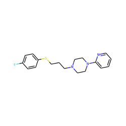 Fc1ccc(SCCCN2CCN(c3ccccn3)CC2)cc1 ZINC000073222863