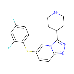 Fc1ccc(Sc2ccc3nnc(C4CCNCC4)n3c2)c(F)c1 ZINC000045347434