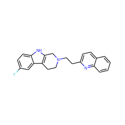 Fc1ccc2[nH]c3c(c2c1)CCN(CCc1ccc2ccccc2n1)C3 ZINC000034602041