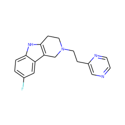 Fc1ccc2[nH]c3c(c2c1)CN(CCc1cnccn1)CC3 ZINC000029485476