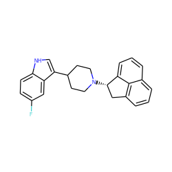 Fc1ccc2[nH]cc(C3CCN([C@H]4Cc5cccc6cccc4c56)CC3)c2c1 ZINC000036221528