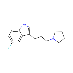 Fc1ccc2[nH]cc(CCCN3CCCC3)c2c1 ZINC000059199603