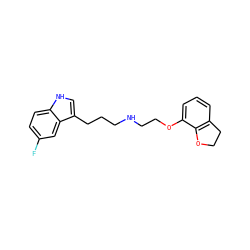 Fc1ccc2[nH]cc(CCCNCCOc3cccc4c3OCC4)c2c1 ZINC000013581113