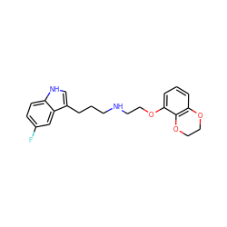 Fc1ccc2[nH]cc(CCCNCCOc3cccc4c3OCCO4)c2c1 ZINC000002022579