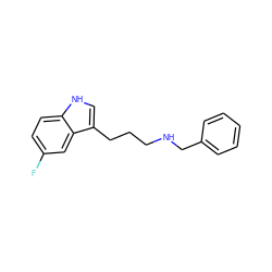 Fc1ccc2[nH]cc(CCCNCc3ccccc3)c2c1 ZINC000095601845