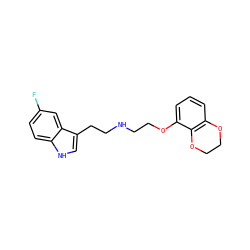 Fc1ccc2[nH]cc(CCNCCOc3cccc4c3OCCO4)c2c1 ZINC000027212893