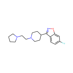 Fc1ccc2c(C3CCN(CCN4CCCC4)CC3)noc2c1 ZINC000810046503