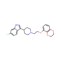 Fc1ccc2c(C3CCN(CCOc4cccc5c4OCCO5)CC3)c[nH]c2c1 ZINC000013437397