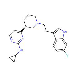 Fc1ccc2c(CCN3CCC[C@H](c4ccnc(NC5CC5)n4)C3)c[nH]c2c1 ZINC000040913594