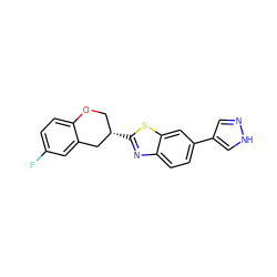 Fc1ccc2c(c1)C[C@@H](c1nc3ccc(-c4cn[nH]c4)cc3s1)CO2 ZINC000049792557