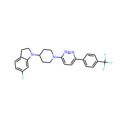 Fc1ccc2c(c1)N(C1CCN(c3ccc(-c4ccc(C(F)(F)F)cc4)nn3)CC1)CC2 ZINC000103241841