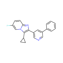 Fc1ccc2nc(-c3cncc(-c4ccccc4)c3)c(C3CC3)n2c1 ZINC000221923487