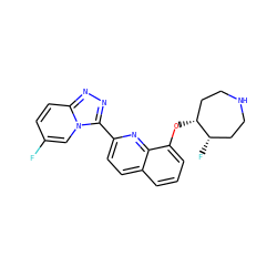 Fc1ccc2nnc(-c3ccc4cccc(O[C@@H]5CCNCC[C@@H]5F)c4n3)n2c1 ZINC000096175091