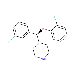 Fc1cccc([C@@H](Oc2ccccc2F)C2CCNCC2)c1 ZINC000013530905