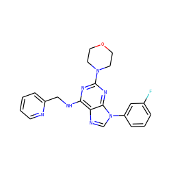 Fc1cccc(-n2cnc3c(NCc4ccccn4)nc(N4CCOCC4)nc32)c1 ZINC000200859333