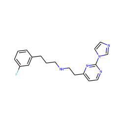 Fc1cccc(CCCNCCc2ccnc(-n3ccnc3)n2)c1 ZINC000263620478