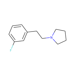 Fc1cccc(CCN2CCCC2)c1 ZINC000084758063