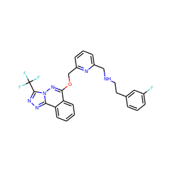 Fc1cccc(CCNCc2cccc(COc3nn4c(C(F)(F)F)nnc4c4ccccc34)n2)c1 ZINC000026495568