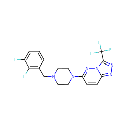 Fc1cccc(CN2CCN(c3ccc4nnc(C(F)(F)F)n4n3)CC2)c1F ZINC000095605551