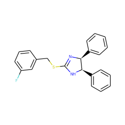 Fc1cccc(CSC2=N[C@@H](c3ccccc3)[C@@H](c3ccccc3)N2)c1 ZINC000043024298