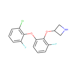 Fc1cccc(Cl)c1Oc1cccc(F)c1OC1CNC1 ZINC000066251555